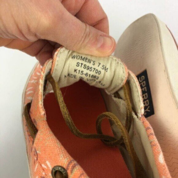 Sperry | Bahama Fish Circle Peach Boat Shoe Size 7.5 - Picture 7 of 8